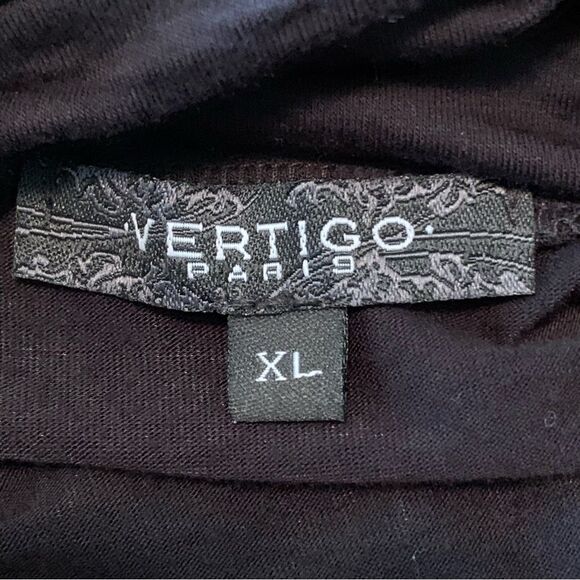 VERTIGO PARIS Blouse Women’s XL Black Side Ruching Body Con Dark Academe. - Picture 7 of 11